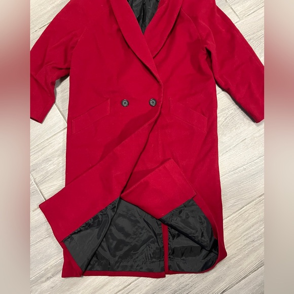 INTERNATIONAL SCENE Vintage Women’s Long Red Pure Wool Jacket, Size 12 - Picture 3 of 10